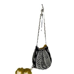 Jasper & Jeera Hand-Beaded Drawstring Bag | Boho Festival Pouch w/ Tassels